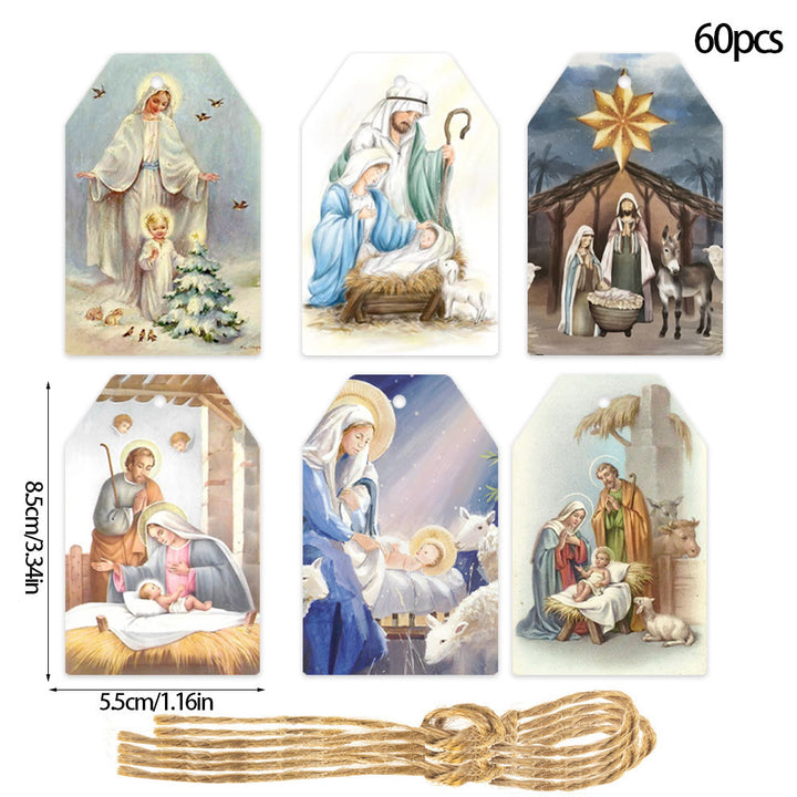 Christianartworkshop Decorazioni natalizie sospese in stile morbido e tradizionale, etichette regalo (60 pezzi) - image 7