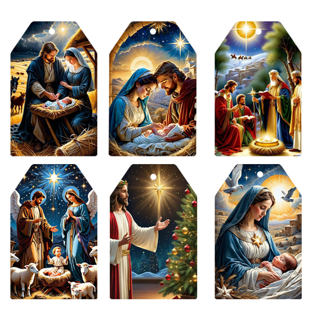 Christianartworkshop Decorazioni natalizie sospese in stile morbido e tradizionale, etichette regalo (60 pezzi) - Stile classico tradizionale - image 1