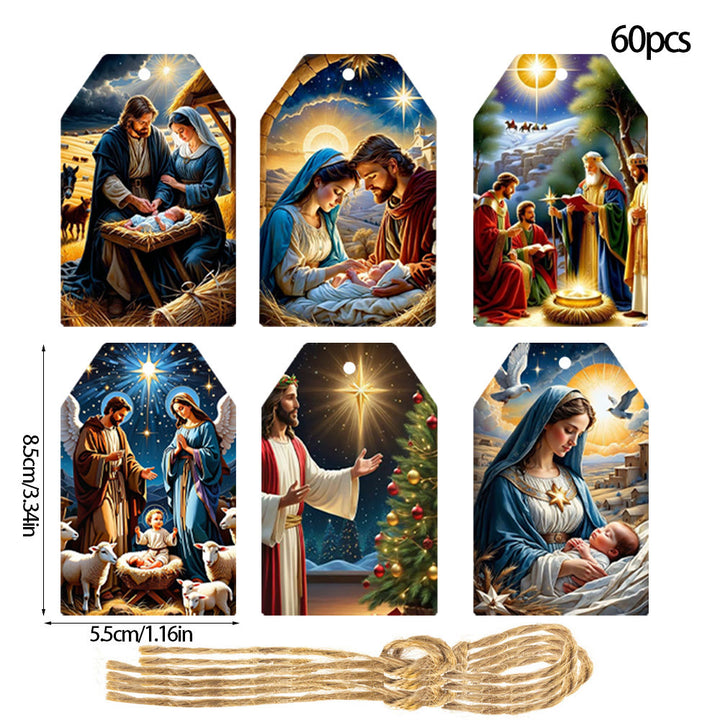 Christianartworkshop Decorazioni natalizie sospese in stile morbido e tradizionale, etichette regalo (60 pezzi) - image 8