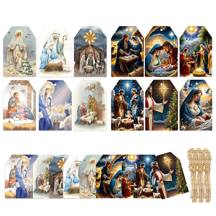 Christianartworkshop Decorazioni natalizie sospese in stile morbido e tradizionale, etichette regalo (60 pezzi) - image 2