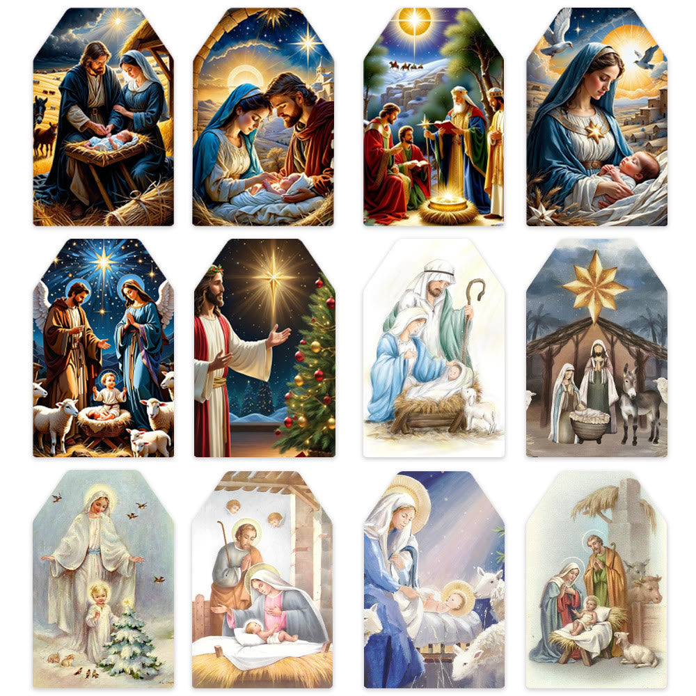 Christianartworkshop Decorazioni natalizie sospese in stile morbido e tradizionale, etichette regalo (60 pezzi) - image 6
