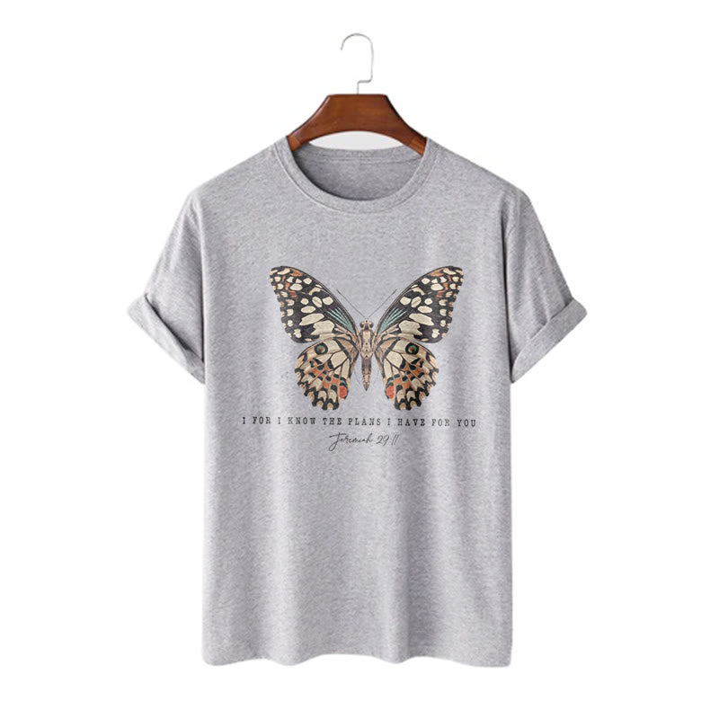 Christianartworkshop Maglietta a maniche corte con citazione in stile moderno con farfalla Geremia 29:11 - Grigio - 2XL - image 15