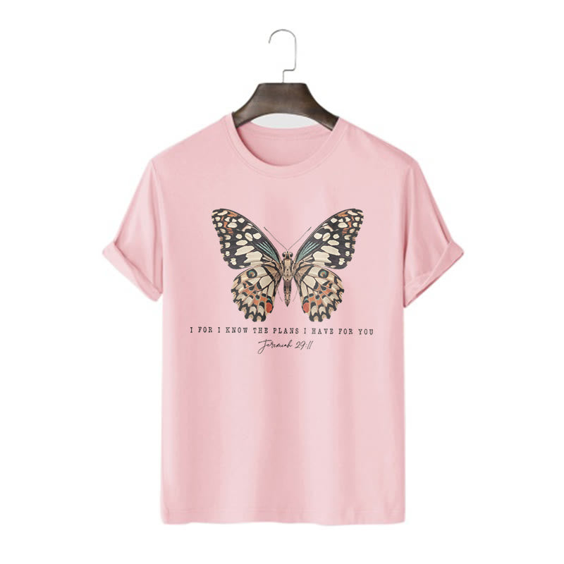 Christianartworkshop Maglietta a maniche corte con citazione in stile moderno con farfalla Geremia 29:11 - Rosa - 2XL - image 10