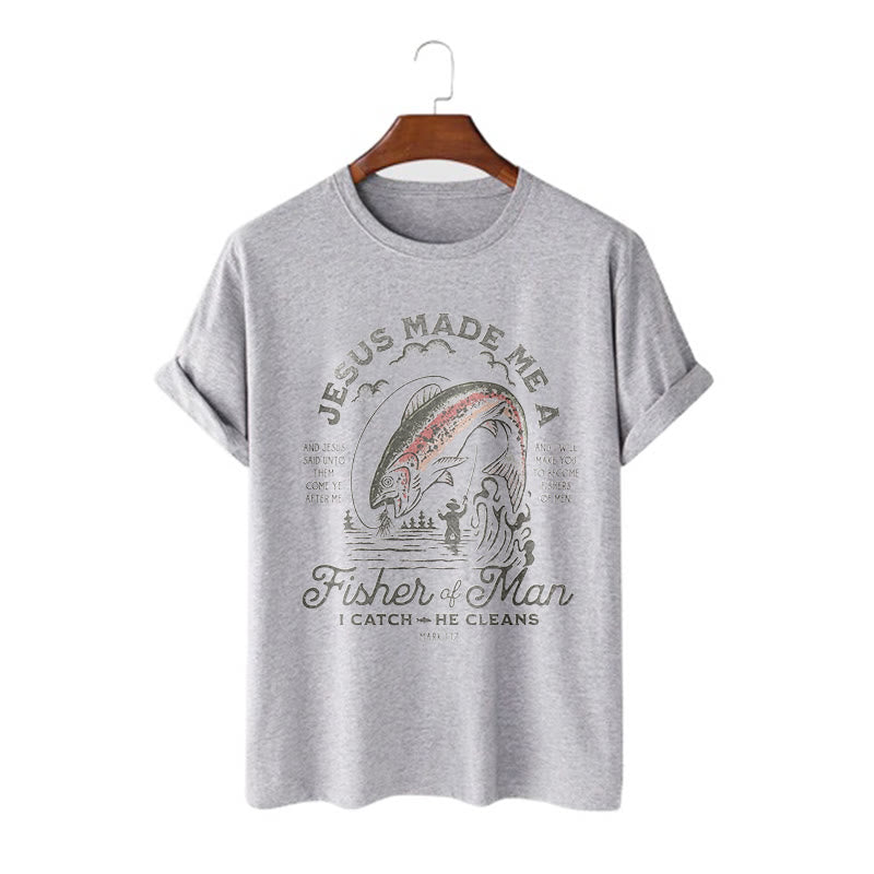 Christianartworkshop Citazione Stile Gesù mi ha reso un pescatore di uomini Maglietta a maniche corte - Grigio - 2XL - image 16