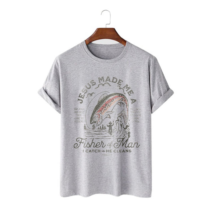 Christianartworkshop Citazione Stile Gesù mi ha reso un pescatore di uomini Maglietta a maniche corte - Grigio - 2XL - image 16
