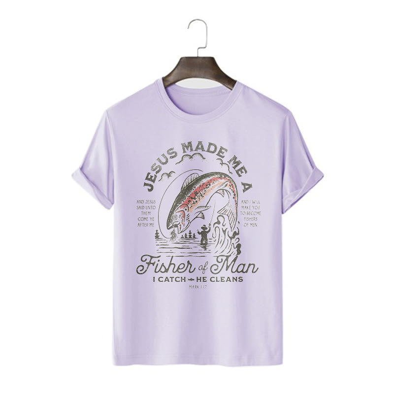 Christianartworkshop Citazione Stile Gesù mi ha reso un pescatore di uomini Maglietta a maniche corte - Viola - 2XL - image 13