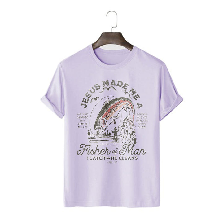 Christianartworkshop Citazione Stile Gesù mi ha reso un pescatore di uomini Maglietta a maniche corte - Viola - 2XL - image 13