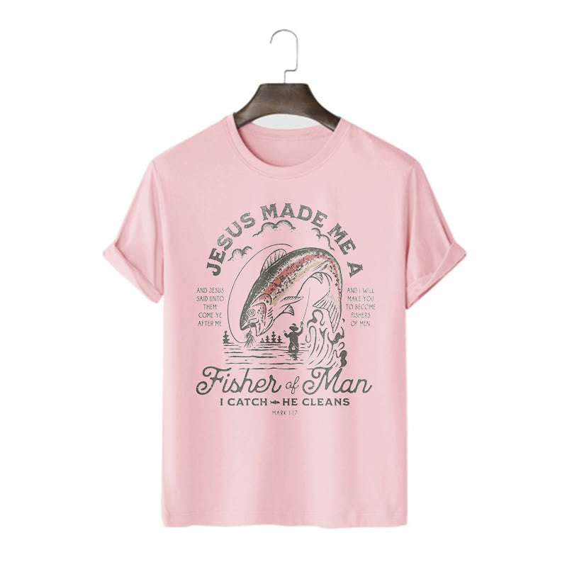 Christianartworkshop Citazione Stile Gesù mi ha reso un pescatore di uomini Maglietta a maniche corte - Rosa - 2XL - image 11