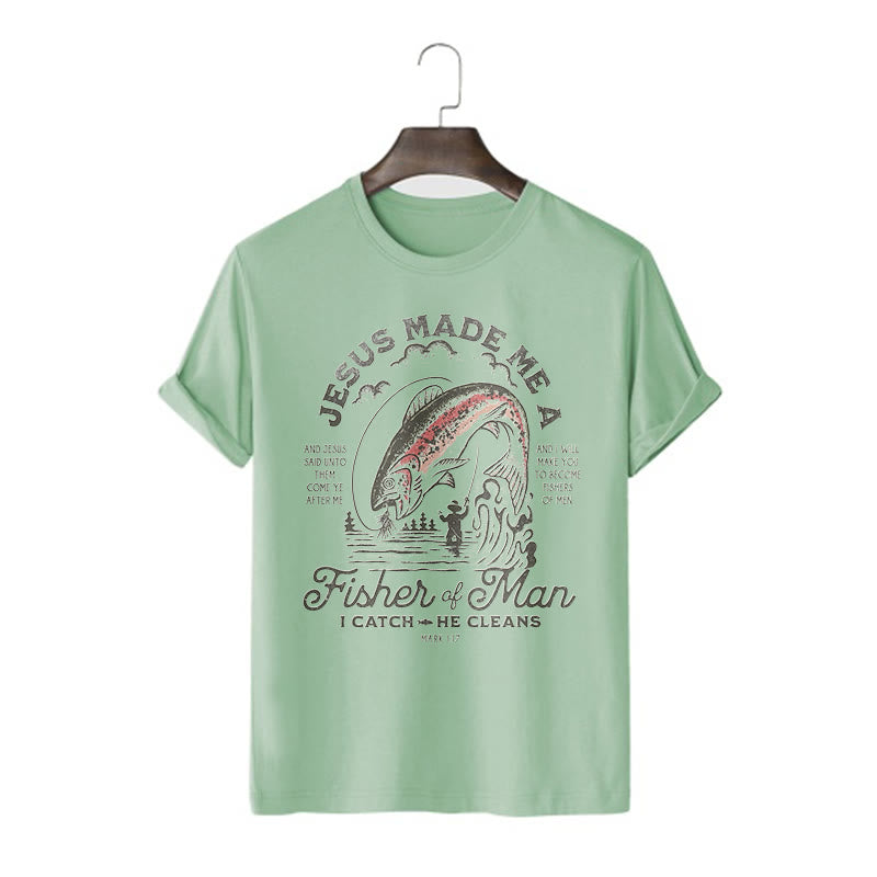 Christianartworkshop Citazione Stile Gesù mi ha reso un pescatore di uomini Maglietta a maniche corte - Verde chiaro - 2XL - image 9