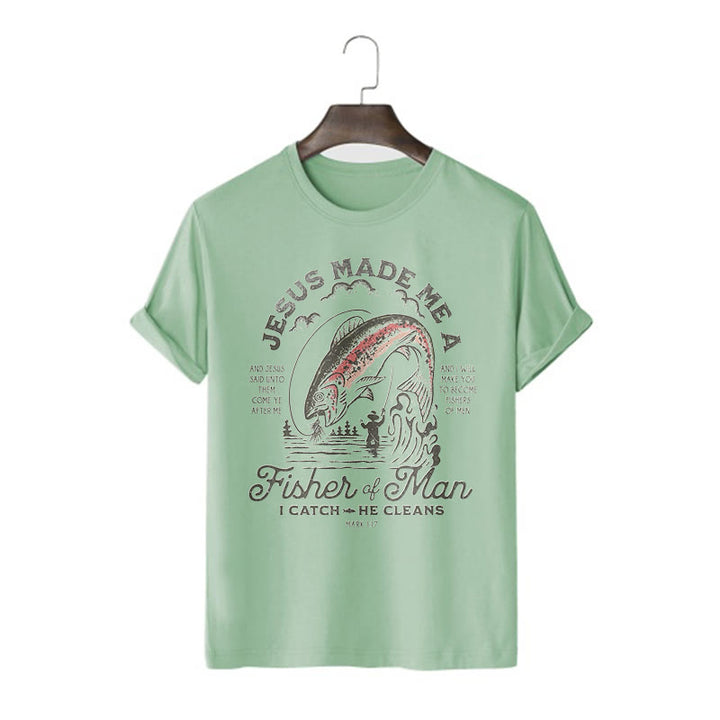 Christianartworkshop Citazione Stile Gesù mi ha reso un pescatore di uomini Maglietta a maniche corte - Verde chiaro - 2XL - image 9