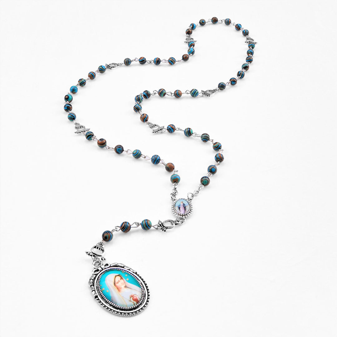 Christianartworkshop Medaglia Miracolosa e Crocifisso con Rosario in Lega di Malachite Verde Rotonda da 6 mm - image 9