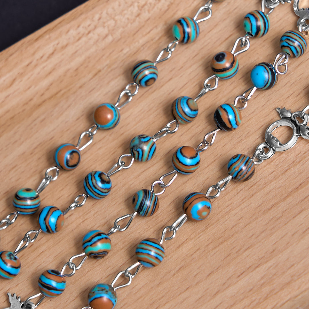 Christianartworkshop Medaglia Miracolosa e Crocifisso con Rosario in Lega di Malachite Verde Rotonda da 6 mm - image 7