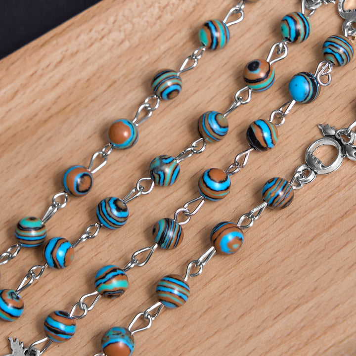 Christianartworkshop Medaglia Miracolosa e Crocifisso con Rosario in Lega di Malachite Verde Rotonda da 6 mm - image 7