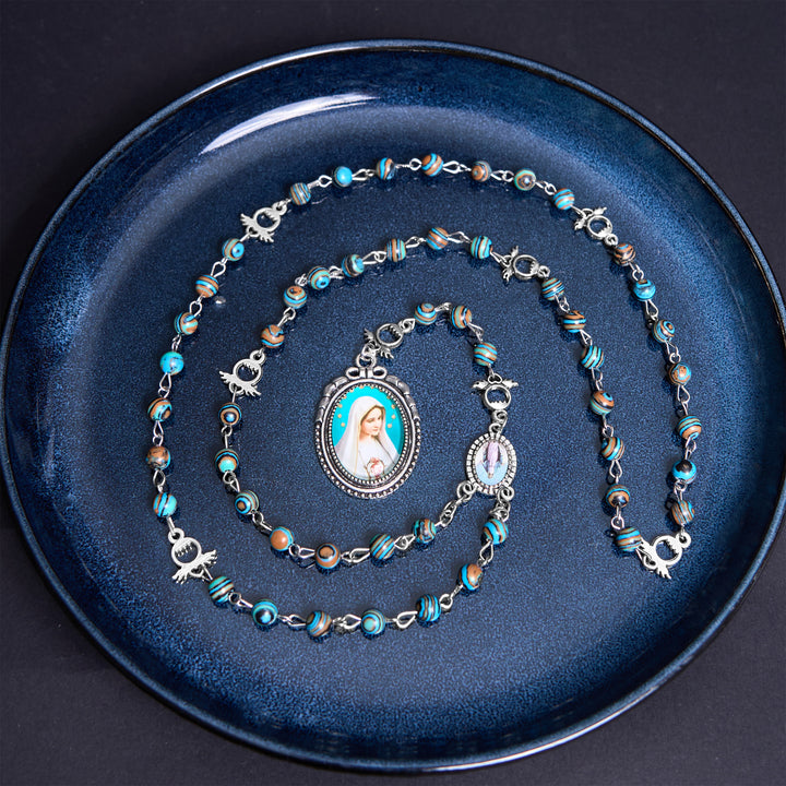 Christianartworkshop Medaglia Miracolosa e Crocifisso con Rosario in Lega di Malachite Verde Rotonda da 6 mm - image 4