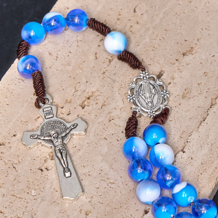 Christianartworkshop Medaglia Miracolosa e Crocifisso in Cordino di Nylon Acrilico Blu/Viola Rotondo da 10 mm - image 4