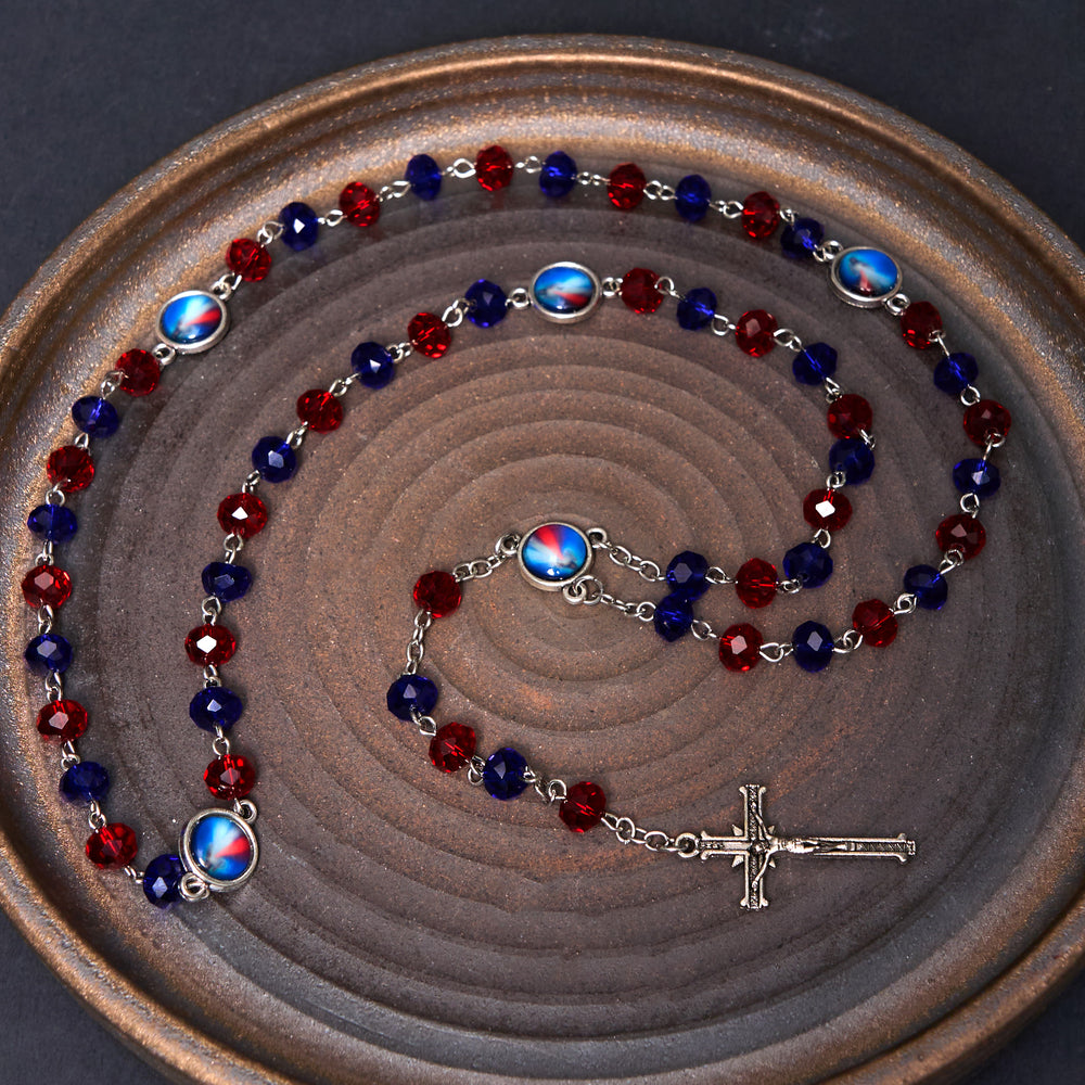 Christianartworkshop Sacro Cuore di Gesù e Crocifisso di 6*8 mm Poliedro Rosari in lega di cristallo multicolore - image 1