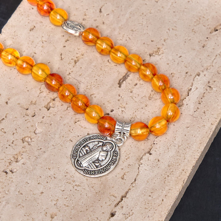 Bracciale rosario con medaglia di San Benedetto in stile classico Christianartworkshop - image 4