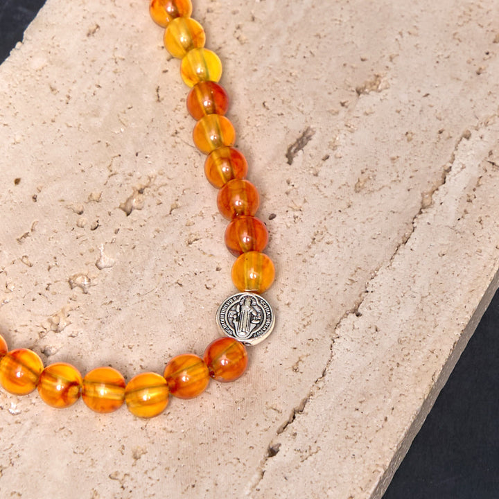Bracciale rosario con medaglia di San Benedetto in stile classico Christianartworkshop - image 5