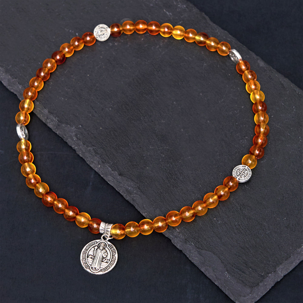 Bracciale rosario con medaglia di San Benedetto in stile classico Christianartworkshop - image 1