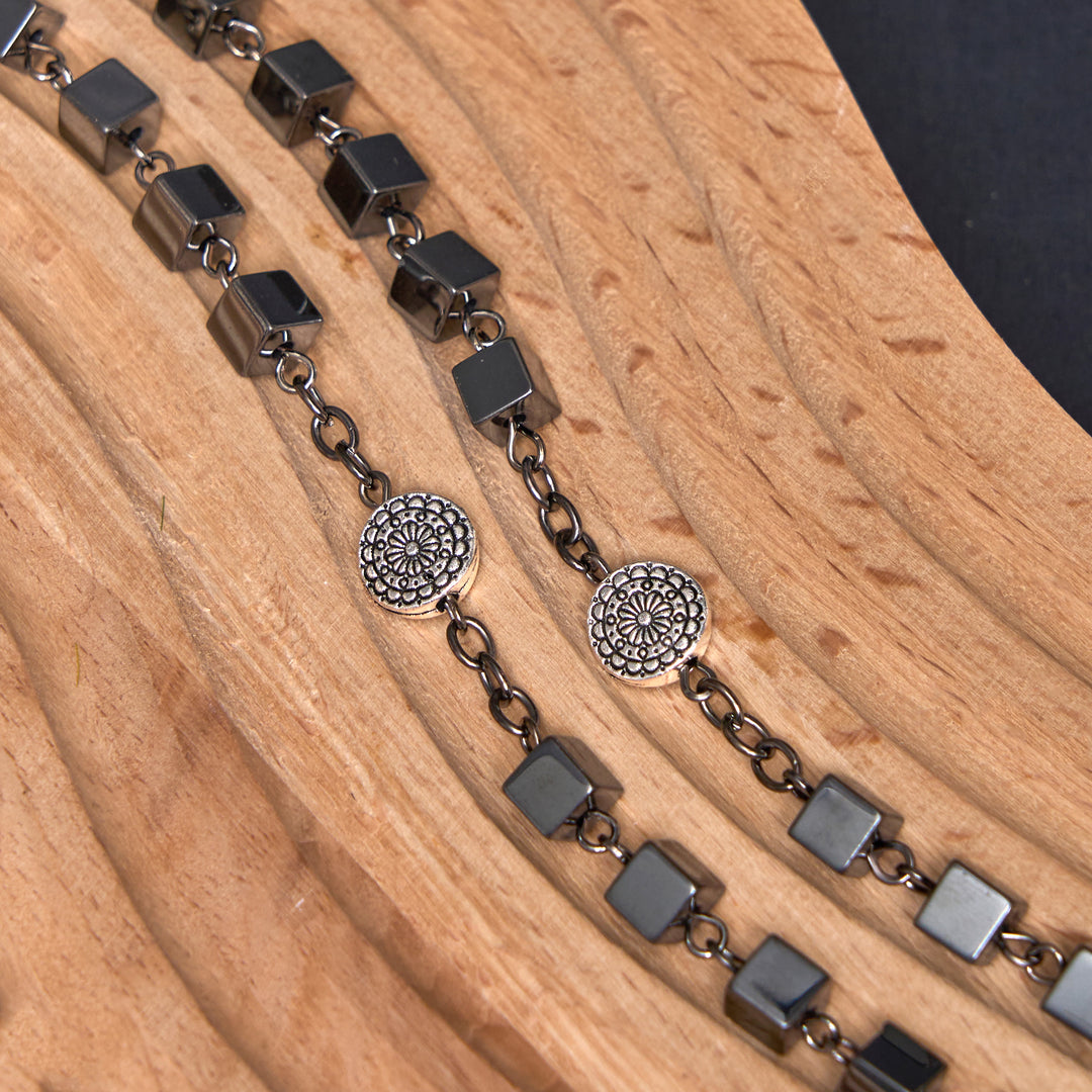 Christianartworkshop Medaglia di San Benedetto e Crocifisso con Catena Quadrata in Lega di Calcolo Biliare Nero da 6 mm Rosario - image 3