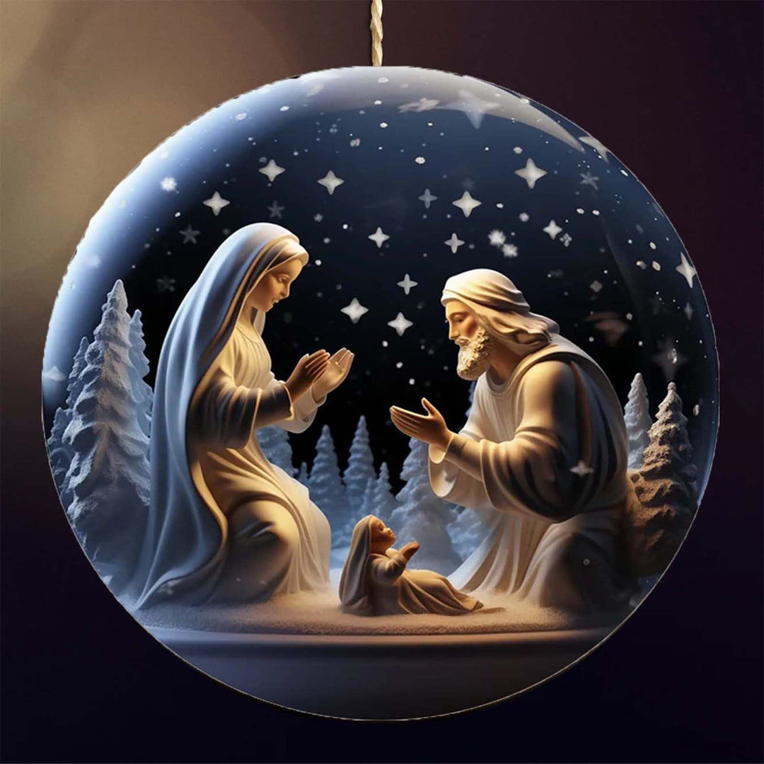 Christianartworkshop Classico stile colorato acrilico Natività Notte Santa Ciondolo Natale Natività Ornamenti da appendere - Ceramica - image 0