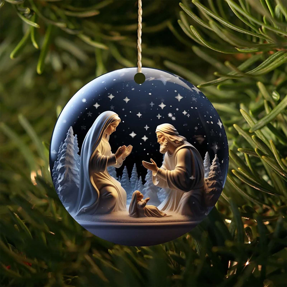 Christianartworkshop Classico stile colorato acrilico Natività Notte Santa Ciondolo Natale Natività Ornamenti da appendere - image 1