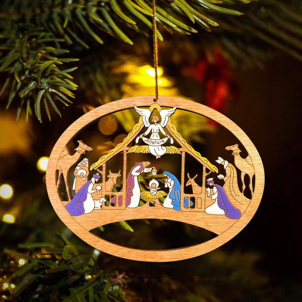 Christianartworkshop Presepe in stile colorato Sacra Famiglia Presepe di Natale Decorazioni da appendere - image 1