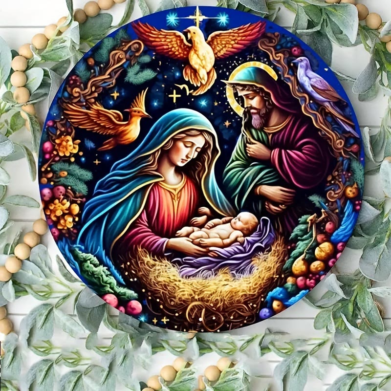 Christianartworkshop Classico stile colorato Presepe Angeli Uccelli Natale Natività Decorazioni da appendere - Ceramica - image 0