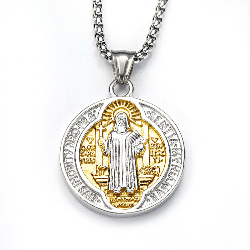Christianartworkshop Collana con ciondolo di protezione sacra di San Benedetto, realizzata in stile retrò classico - image 7