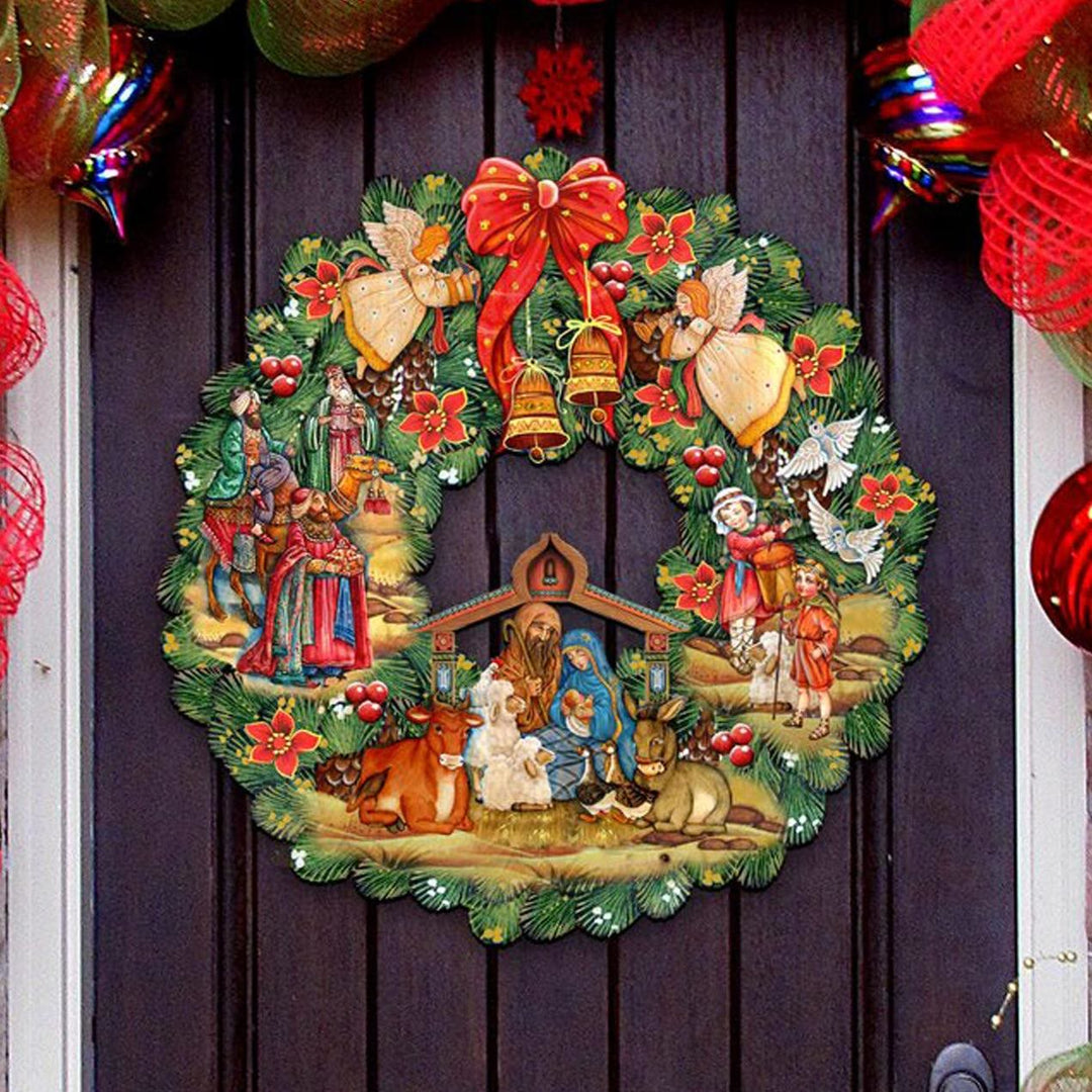 Christianartworkshop Stile colorato Presepe Angeli Campane Ghirlanda Natale Natività Ornamenti da appendere - Presepe - image 0