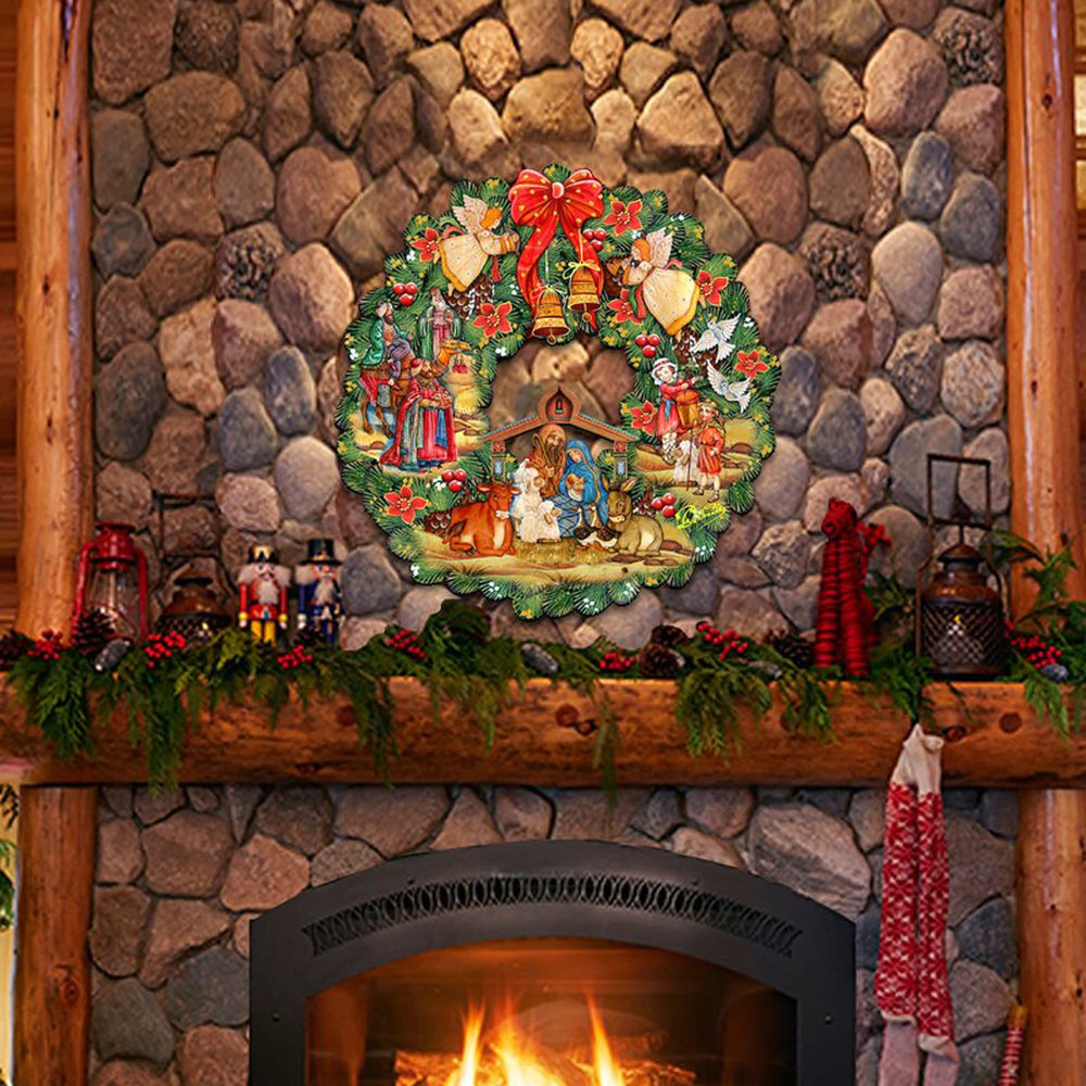 Christianartworkshop Stile colorato Presepe Angeli Campane Ghirlanda Natale Natività Ornamenti da appendere - image 1