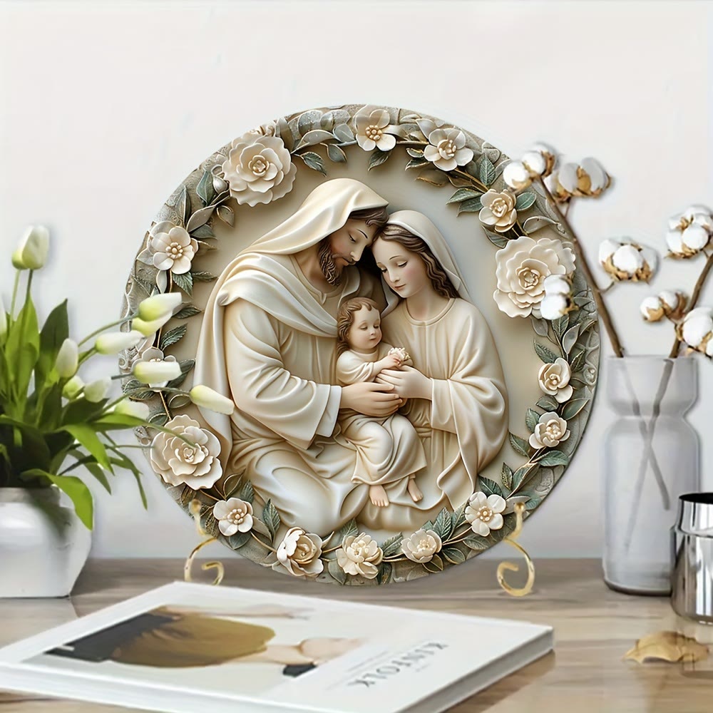 Christianartworkshop Stile realistico Scena della Natività Stereo Ghirlanda Floreale Ornamenti da Appendere per la Natività di Natale - image 1