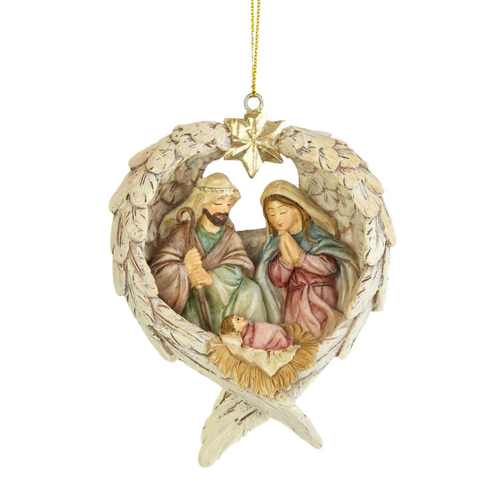 Christianartworkshop Presepe in stile classico con angeli, ali, stelle, decorazioni natalizie da appendere - image 10