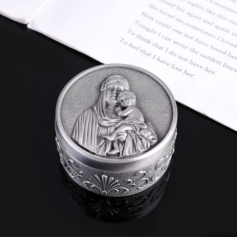 Christianartworkshop - Scatola portaoggetti in lega di zinco con Madonna e bambino in stile retrò classico - Madonna col Bambino - image 0