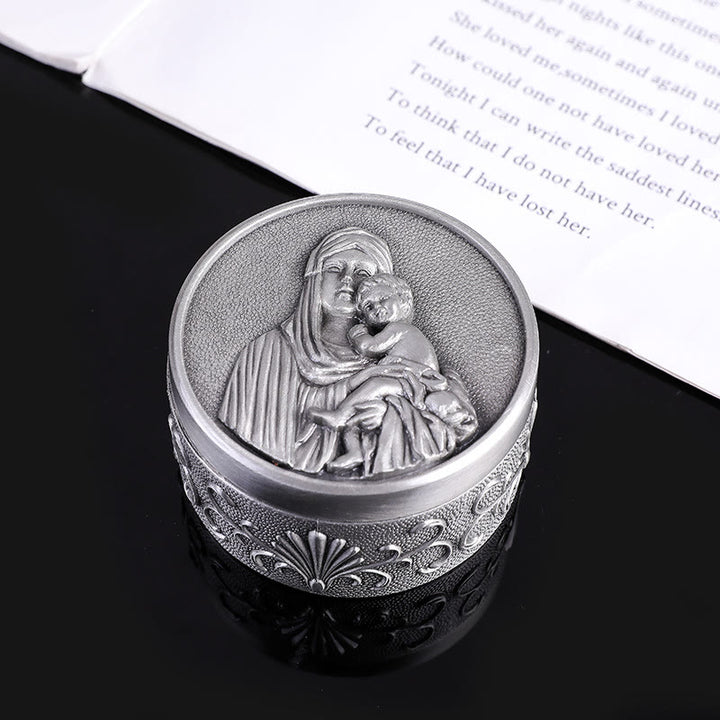 Christianartworkshop - Scatola portaoggetti in lega di zinco con Madonna e bambino in stile retrò classico - Madonna col Bambino - image 0