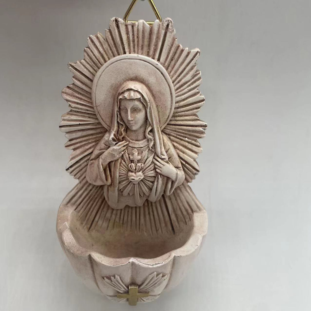Christianartworkshop Scatola portaoggetti in resina in stile retrò scultoreo Cuore Immacolato di Maria - image 3