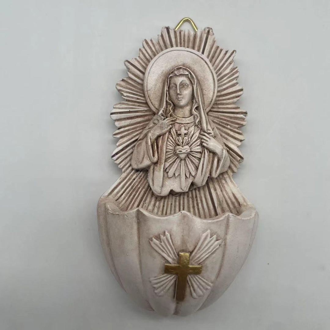 Christianartworkshop Scatola portaoggetti in resina in stile retrò scultoreo Cuore Immacolato di Maria - image 2