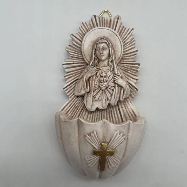 Christianartworkshop Scatola portaoggetti in resina in stile retrò scultoreo Cuore Immacolato di Maria - image 2