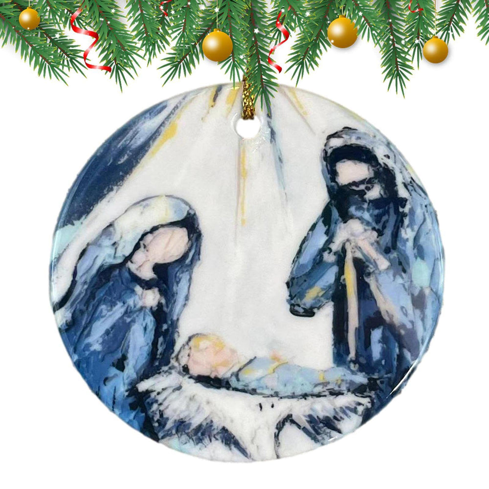 Christianartworkshop - Bozzetto di scena della Natività in stile colorato, decorazioni natalizie in acrilico, decorazioni da appendere - image 1