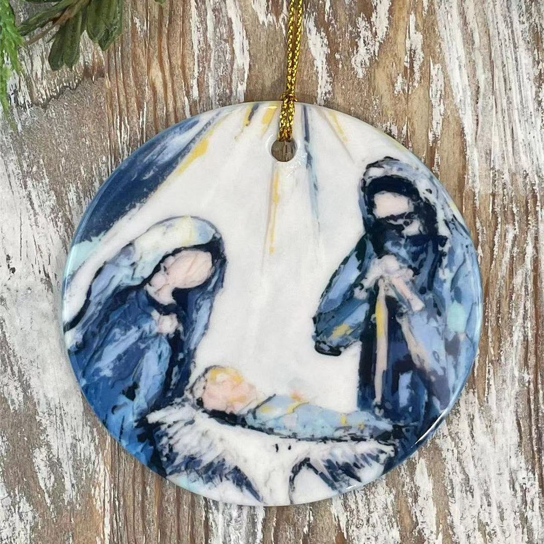 Christianartworkshop - Bozzetto di scena della Natività in stile colorato, decorazioni natalizie in acrilico, decorazioni da appendere - Ceramica - image 0