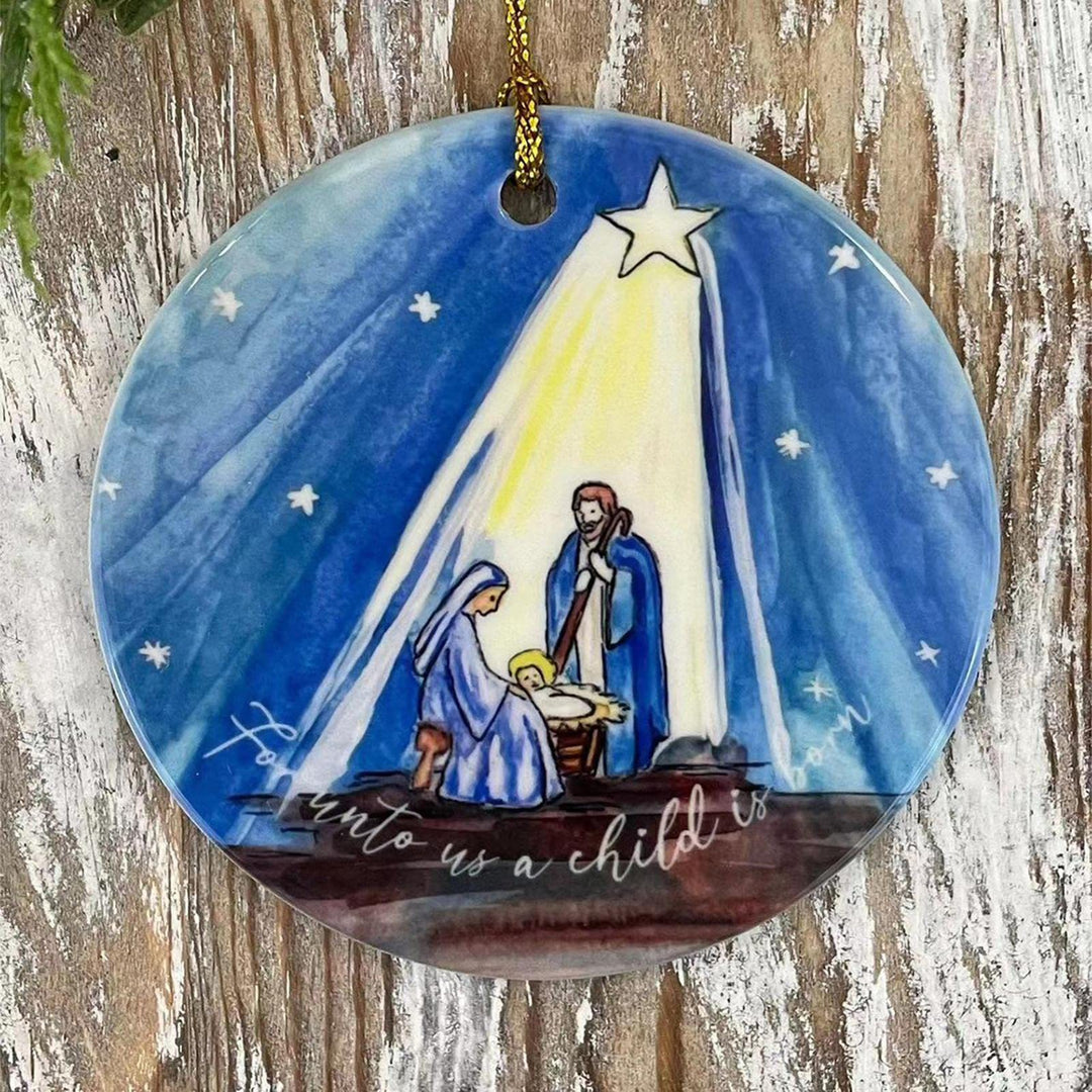 Christianartworkshop Presepe di Natale in stile colorato, Notte stellata, Decorazioni natalizie in acrilico da appendere - Ceramica - image 0