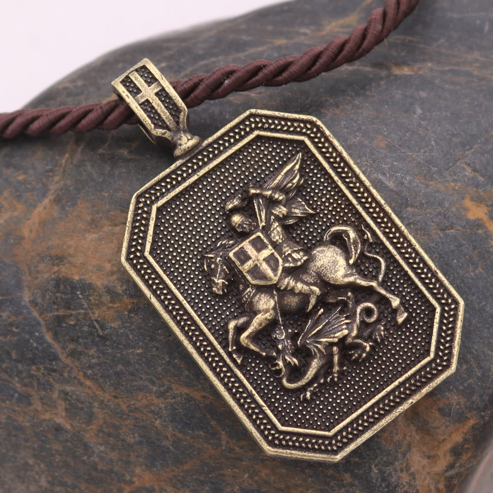 Christianartworkshop Collana con ciondolo di protezione e preghiera in stile classico con San Giorgio e il drago - image 1