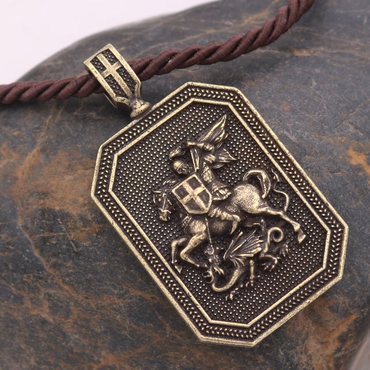 Christianartworkshop Collana con ciondolo di protezione e preghiera in stile classico con San Giorgio e il drago - image 1