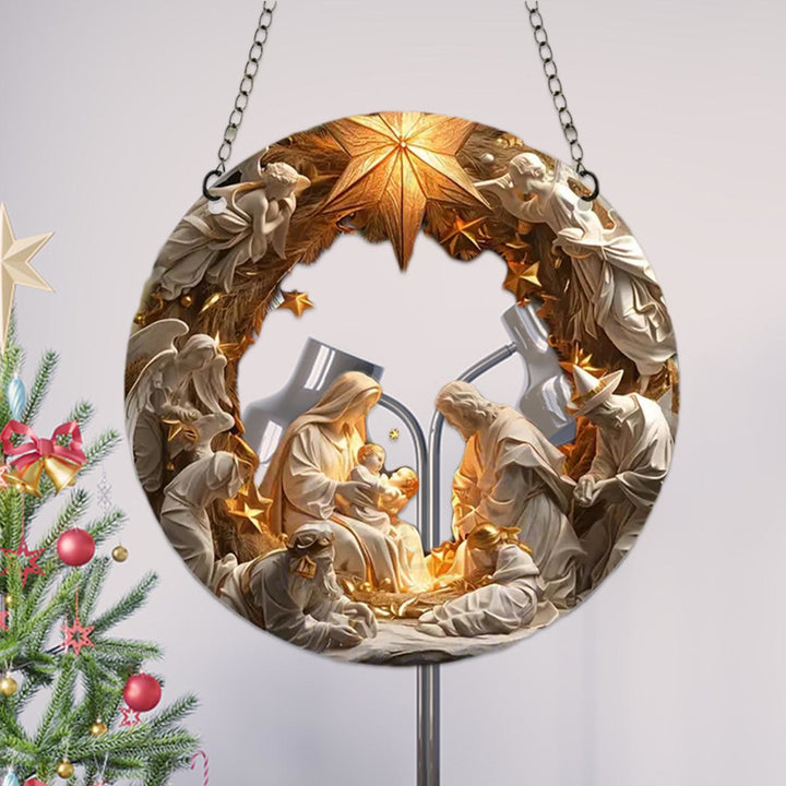 Christianartworkshop Classico stile realistico Presepe Stella splendente Topper Decorazioni natalizie da appendere alla natività - image 1