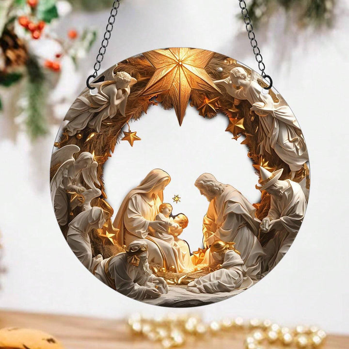 Christianartworkshop Classico stile realistico Presepe Stella splendente Topper Decorazioni natalizie da appendere alla natività - 7,87''/20 cm - image 0