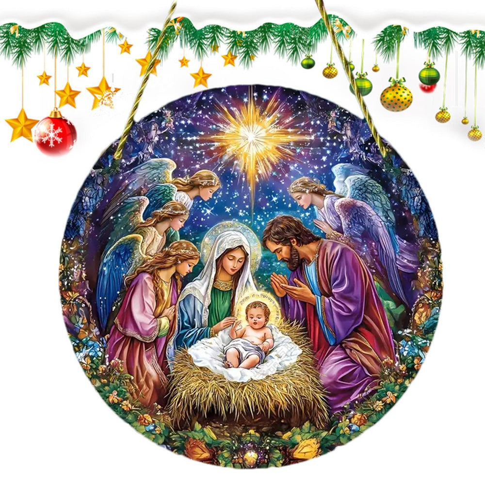 Christianartworkshop Presepe di Natale in stile classico colorato con angeli e ornamenti da appendere - image 1