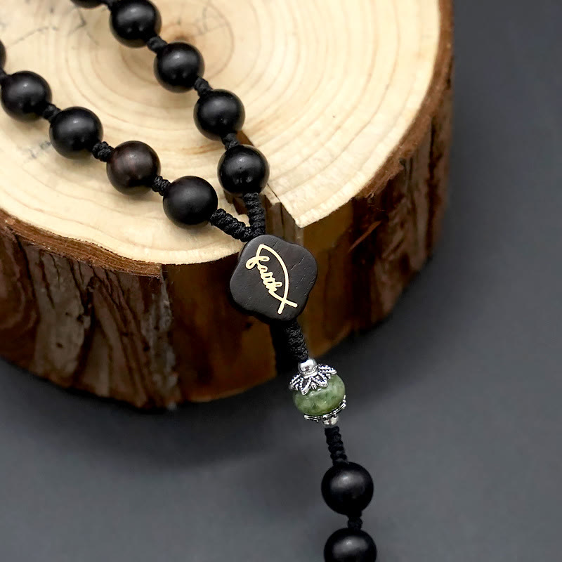 Christianartworkshop Croce di Gesù da 8 mm rotonda in legno di sandalo marrone/nero con cordino in nylon - image 11