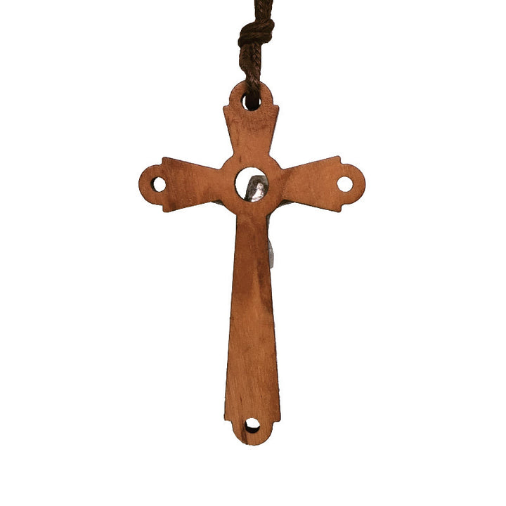 Collana con ciondolo devozionale in legno d'ulivo con crocifisso in stile classico Christianartworkshop - image 4