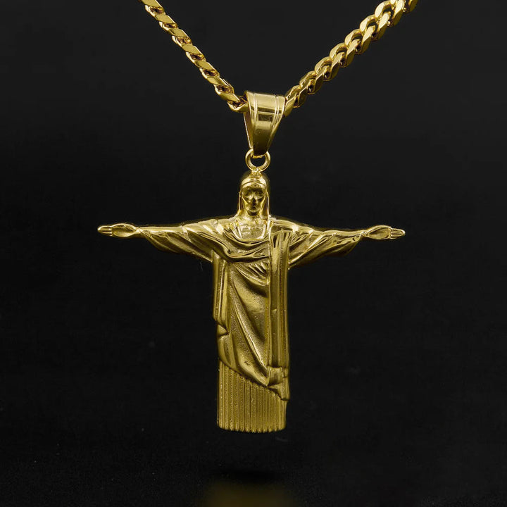 Collana con ciondolo Cristo Redentore in stile classico e finitura dorata Christianartworkshop - Oro - image 0