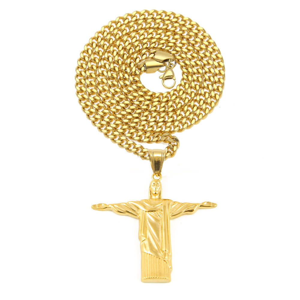 Collana con ciondolo Cristo Redentore in stile classico e finitura dorata Christianartworkshop - image 2
